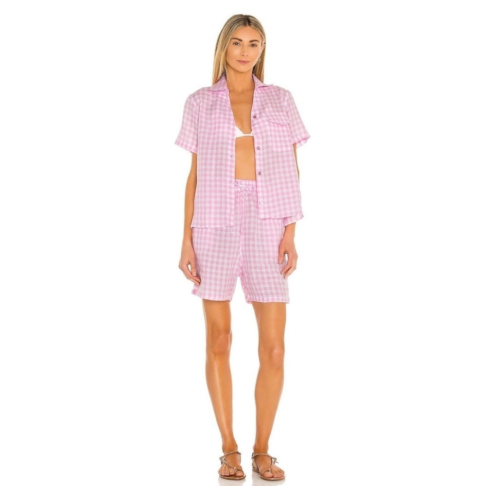 FRANKIES‎ BIKINIS Lou Gingham Shorts In Pink, Size S